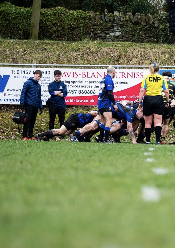Pitch-side rugby environment at Glossop Rugby Club